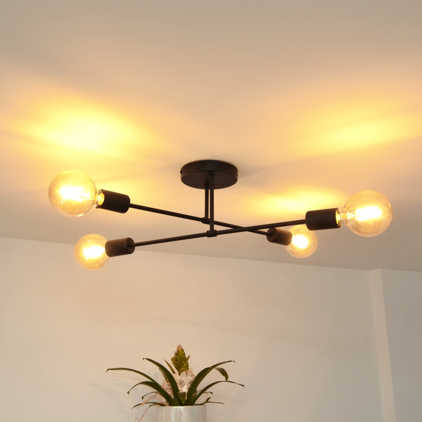 Lámpara de techo LED CAMBRIDGE 4xE27/8W/230V negro
