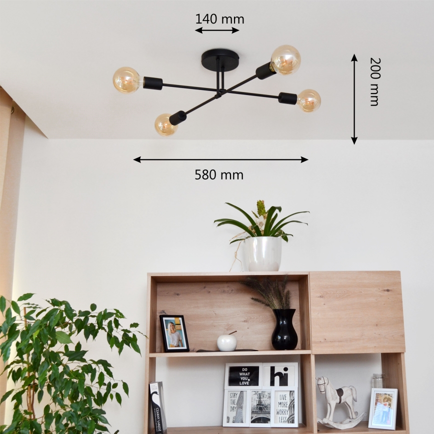 Lámpara de techo LED CAMBRIDGE 4xE27/8W/230V negro