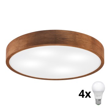 Lámpara de techo LED CARVALHO 4xE27/60W/230V en roble cerezo de 57,5 cm