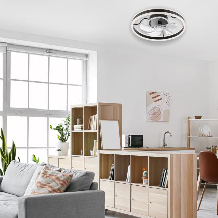 Lámpara de techo LED regulable con ventilador APOLLO LED/38W/230V negra + mando a distancia