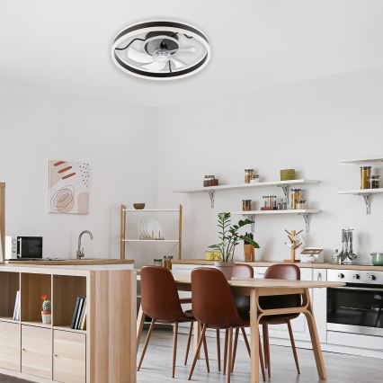 Lámpara de techo LED regulable con ventilador APOLLO LED/38W/230V negra + mando a distancia