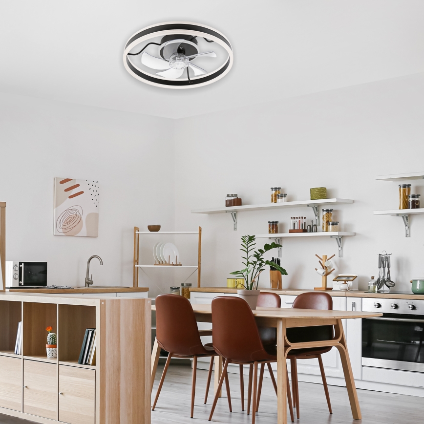 Lámpara de techo LED regulable con ventilador APOLLO LED/38W/230V negra + mando a distancia