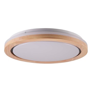 Lámpara de techo LED de madera para baño, 24 W, 230 V, Ø 39 cm, IP44, roble
