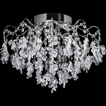 Lámpara de techo LED de montaje en superficie, 4x E27 (máx. 60 W, 230 V) + 4x LED 3 W, diámetro 40 cm, cromo brillante
