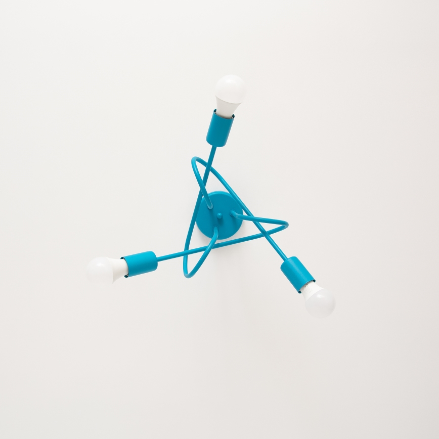 Lámpara de techo LED infantil OXFORD, de montaje en superficie, 3xE27/15W/230V, azul