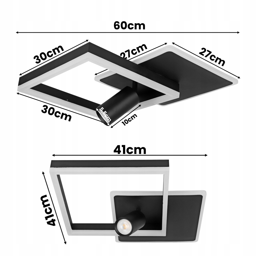 Lámpara de techo LED LED/38W/230V + 1xGU10/30W negra