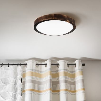 Lámpara de techo LED OAK SMOKY SLIM LED/20W/230V/4000K Ø 27 cm roble/marrón oscuro