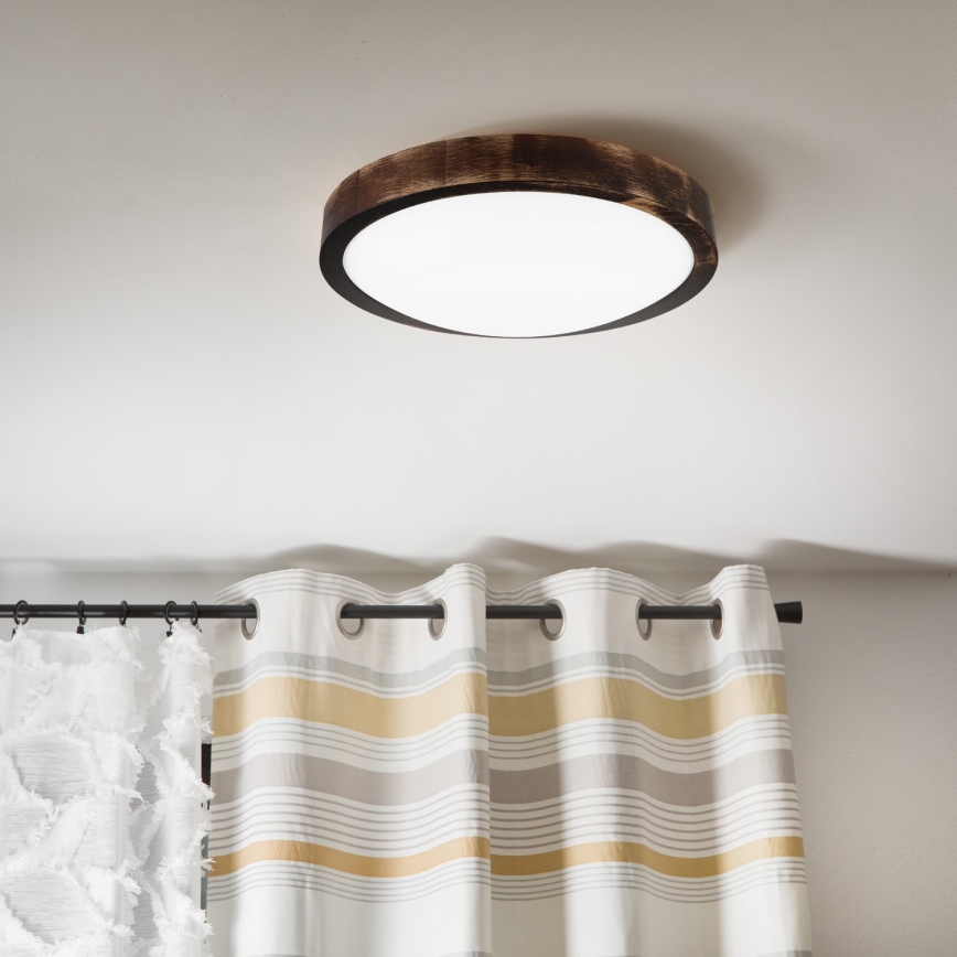 Lámpara de techo LED OAK SMOKY SLIM LED/20W/230V/4000K Ø 27 cm roble/marrón oscuro