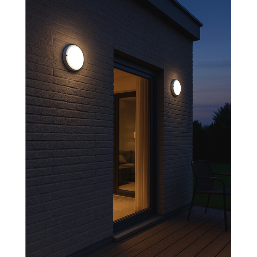 Lámpara de techo LED para exterior, 8 W, 230 V, 4200 K, Ø 14 cm, IP64, blanca