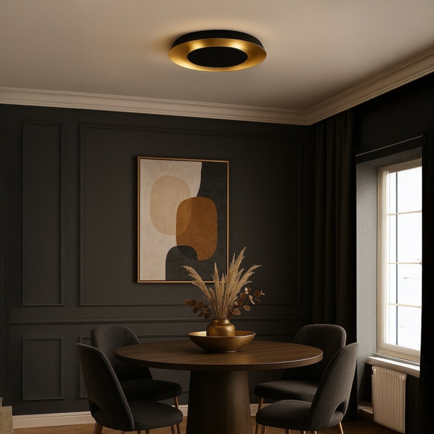 Lámpara de techo LED PIATTINO LED/30W/230V 3000/4000/6000K Ø 40 cm negro/dorado