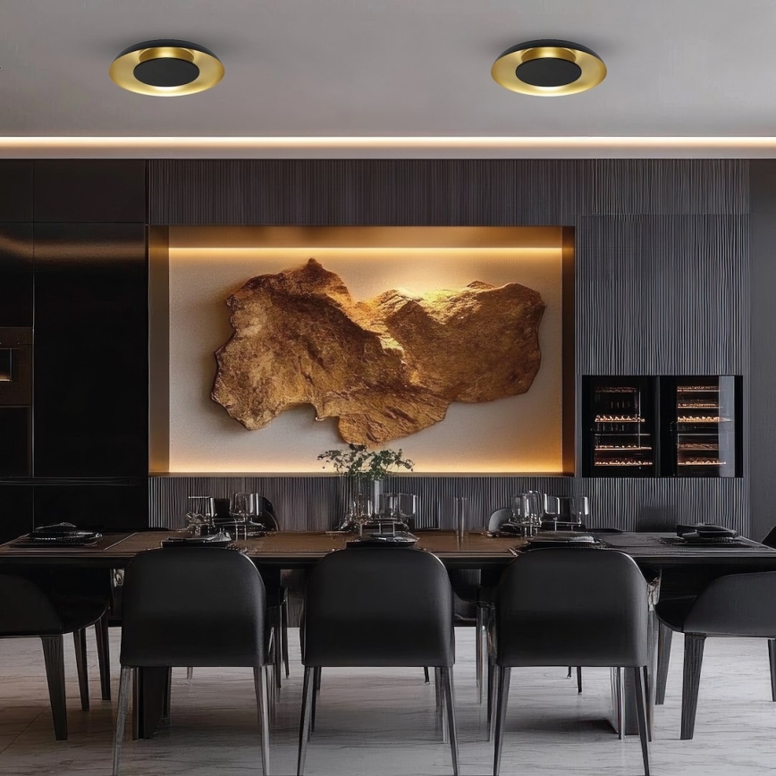 Lámpara de techo LED PIATTINO LED/30W/230V 3000/4000/6000K Ø 40 cm negro/dorado