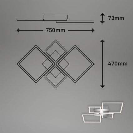Lámpara de techo LED regulable 42W/230V 3000K cromo mate