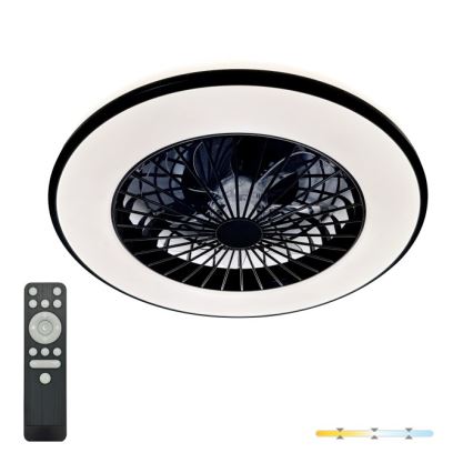 Lámpara de techo LED regulable con ventilador VENTELUX LED/48W/230V 3000/4000/6500K diámetro 48,5 cm negra + mando a distancia