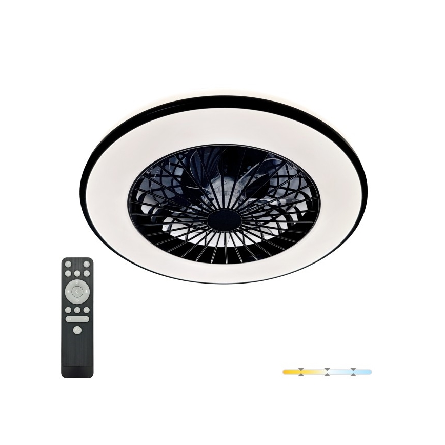 Lámpara de techo LED regulable con ventilador VENTELUX LED/48W/230V 3000/4000/6500K diámetro 48,5 cm negra + mando a distancia