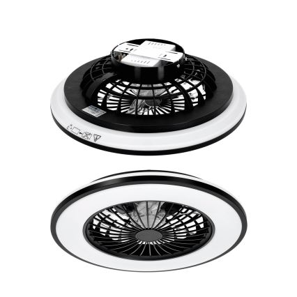 Lámpara de techo LED regulable con ventilador VENTELUX LED/48W/230V 3000/4000/6500K diámetro 48,5 cm negra + mando a distancia
