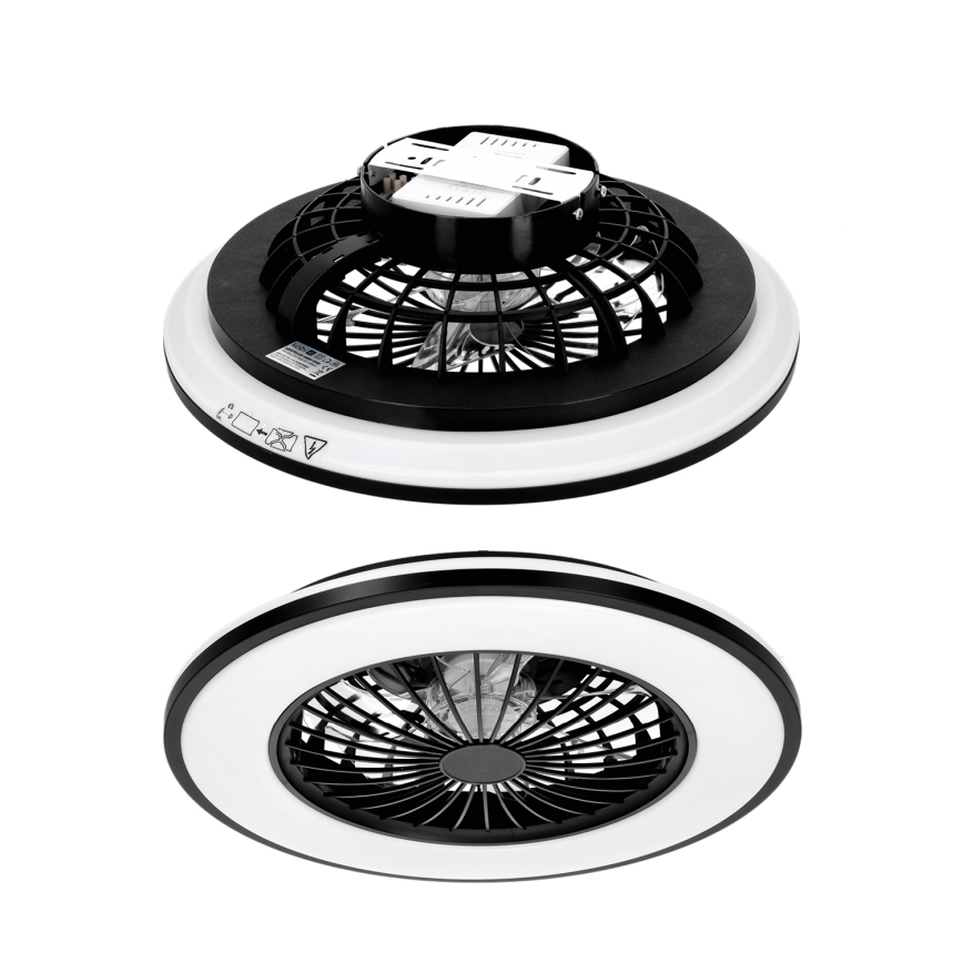 Lámpara de techo LED regulable con ventilador VENTELUX LED/48W/230V 3000/4000/6500K diámetro 48,5 cm negra + mando a distancia