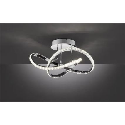 Lámpara de techo LED regulable de montaje en superficie ABRO LED/26W/230V, cromo brillante