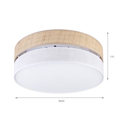 Lámpara de techo LED SIRJA BOHO LED/36W/230V 4000K Ø 45 cm beige/blanco