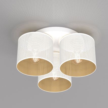 Lámpara de techo empotrada LOFT SHADE 3xE27/60W/230V blanca/dorada