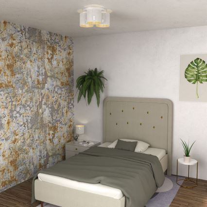 Lámpara de techo LOFT SHADE 3xE27/60W/230V blanco/dorado