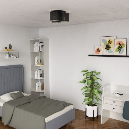 Lámpara de techo empotrada LOFT SHADE 3xE27/60W/230V negra