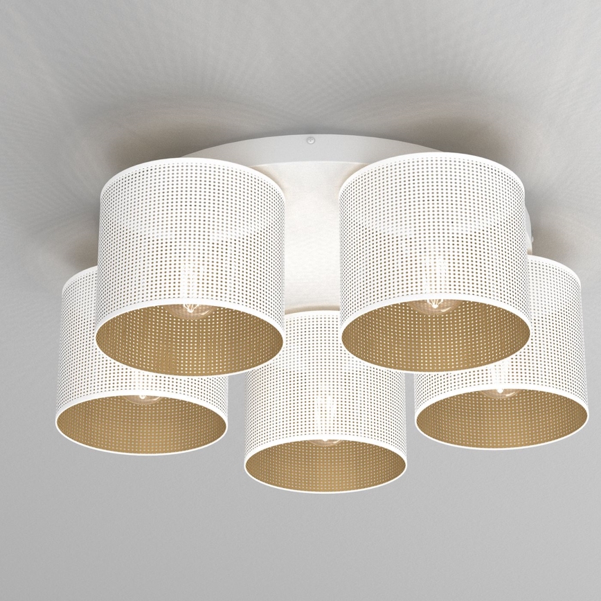 Lámpara de techo empotrada LOFT SHADE 5xE27/60W/230V blanca/dorada