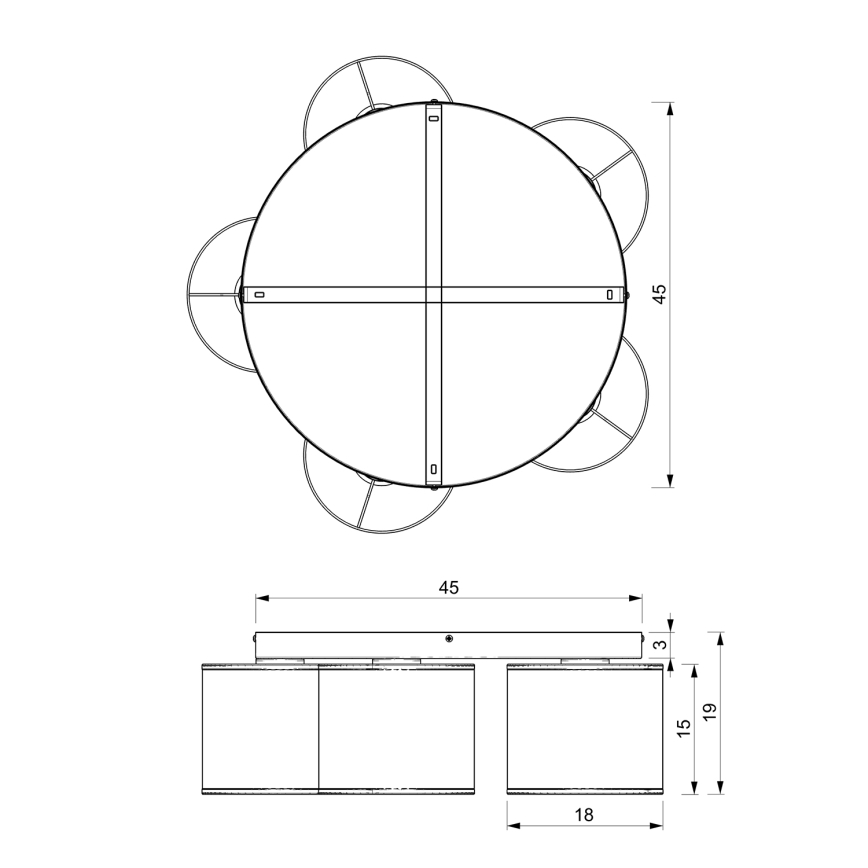 Lámpara de techo empotrada LOFT SHADE 5xE27/60W/230V blanca/dorada