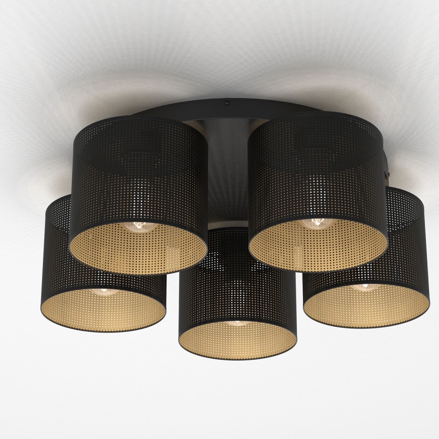 Lámpara de techo empotrada LOFT SHADE 5xE27/60W/230V negro/dorado