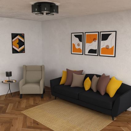 Lámpara de techo empotrada LOFT SHADE 5xE27/60W/230V negra