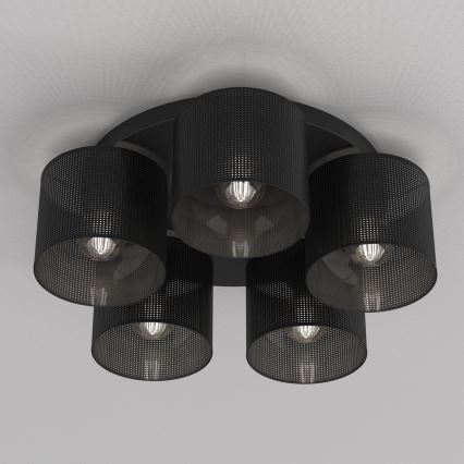 Lámpara de techo empotrada LOFT SHADE 5xE27/60W/230V negra