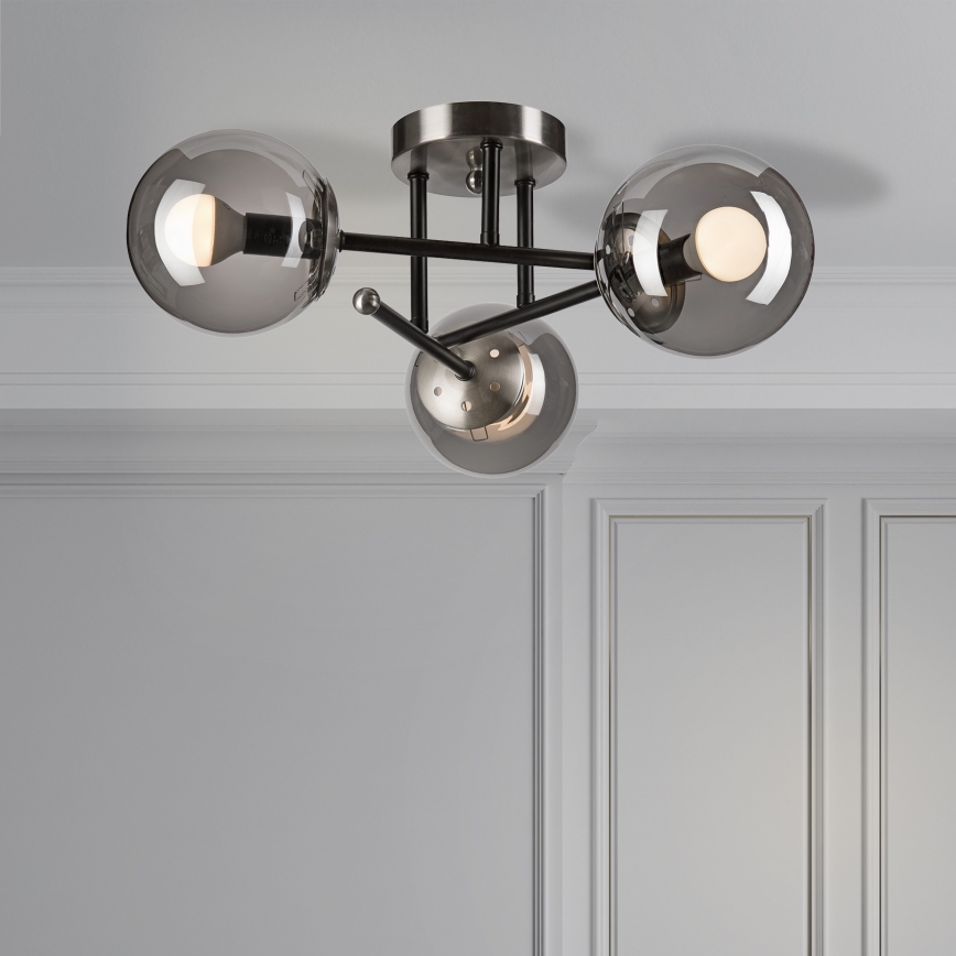 Lámpara de techo MALENA 3xE14/5W/230V negro/ahumado