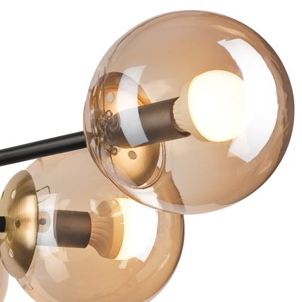 Lámpara de techo MALENA 6xE14/5W/230V dorado/negro/beige ahumado