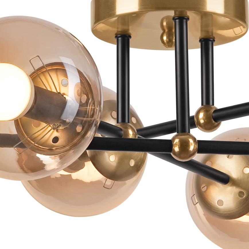 Lámpara de techo MALENA 6xE14/5W/230V dorado/negro/beige ahumado