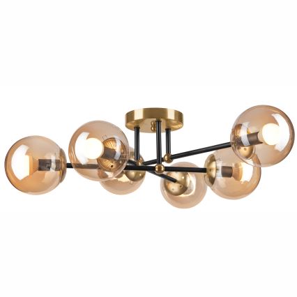 Lámpara de techo MALENA 6xE14/5W/230V dorado/negro/beige ahumado