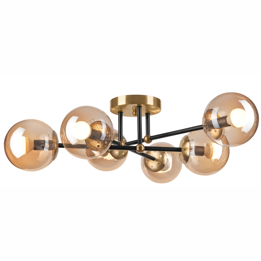 Lámpara de techo MALENA 6xE14/5W/230V dorado/negro/beige ahumado