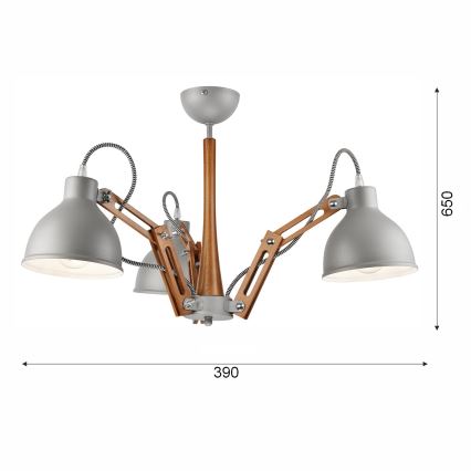 Lámpara de techo MARCELLO 3xE27/60W/230V haya