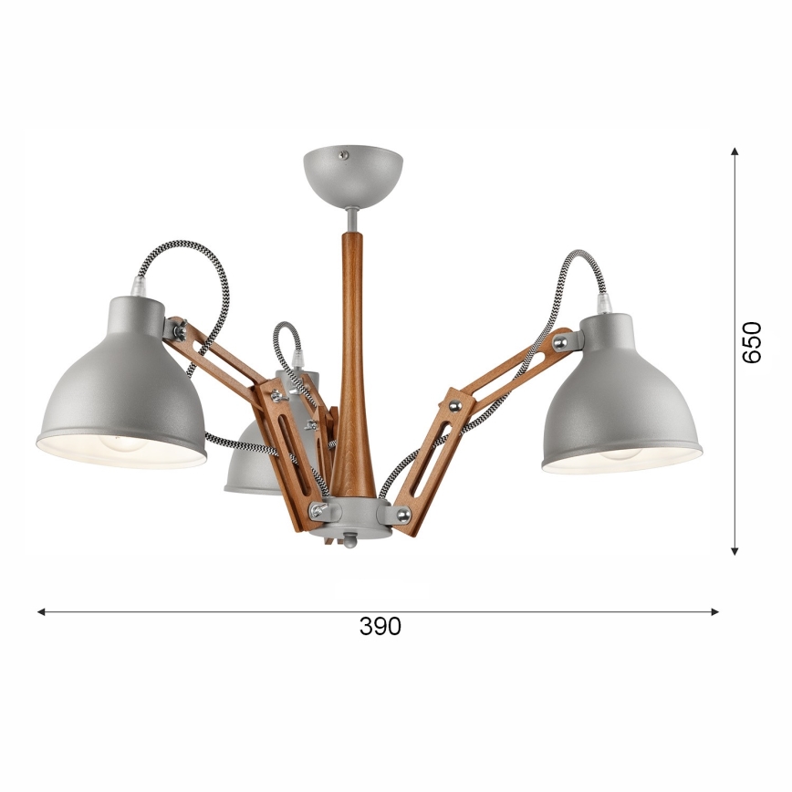 Lámpara de techo empotrada MARCELLO 3xE27/60W/230V haya