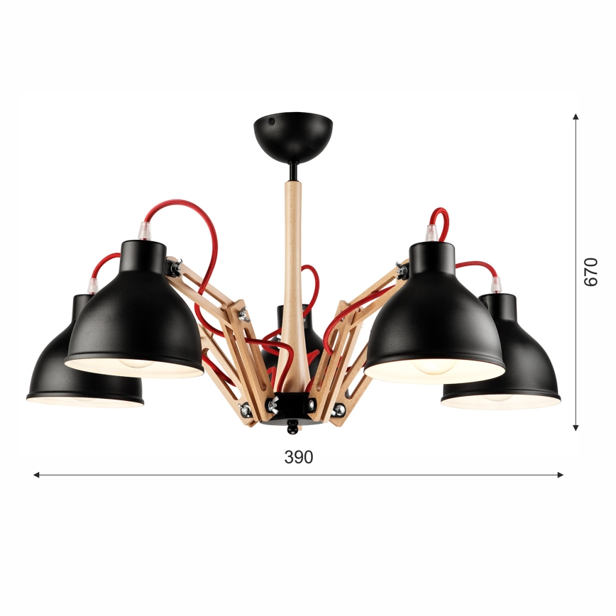 Lámpara de techo MARCELLO 5xE27/60W/230V haya