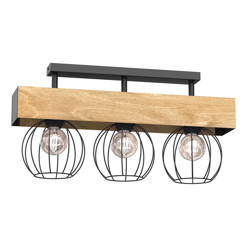 Lámpara de techo MENTON 3xE27/15W/230V negro/marrón/roble