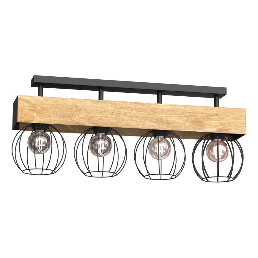 Lámpara de techo MENTON 4xE27/15W/230V negro/marrón/roble