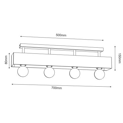 Lámpara de techo MILUZA 4xE27/15W/230V
