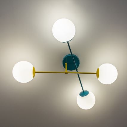 Lámpara de techo MOON de montaje en superficie 4xE27/15W/230V turquesa/amarilla