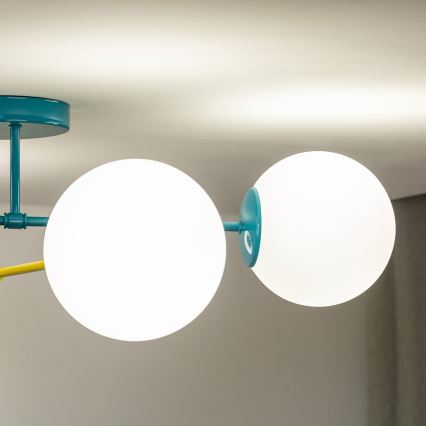 Lámpara de techo MOON de montaje en superficie 4xE27/15W/230V turquesa/amarilla