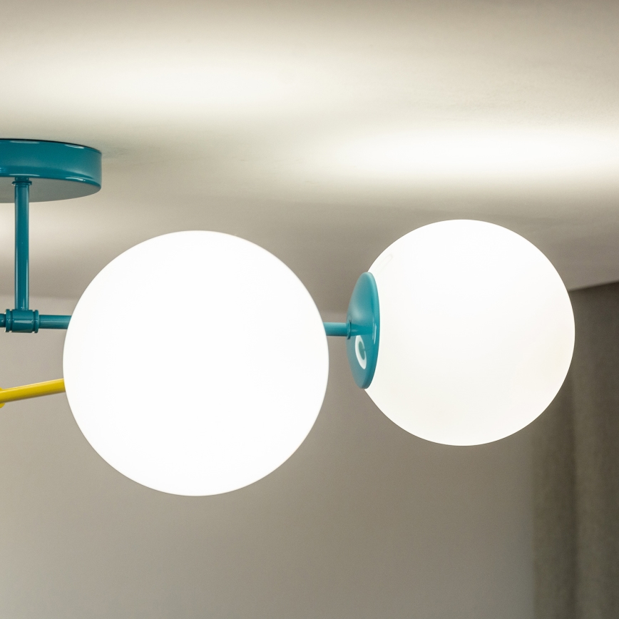 Lámpara de techo MOON de montaje en superficie 4xE27/15W/230V turquesa/amarilla
