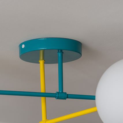 Lámpara de techo MOON de montaje en superficie 4xE27/15W/230V turquesa/amarilla