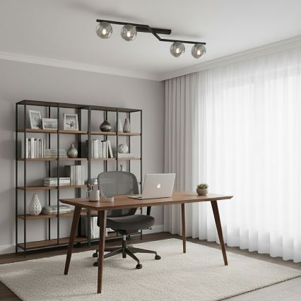 Lámpara de techo NATON 4xE14/10W/230V negro/ahumado