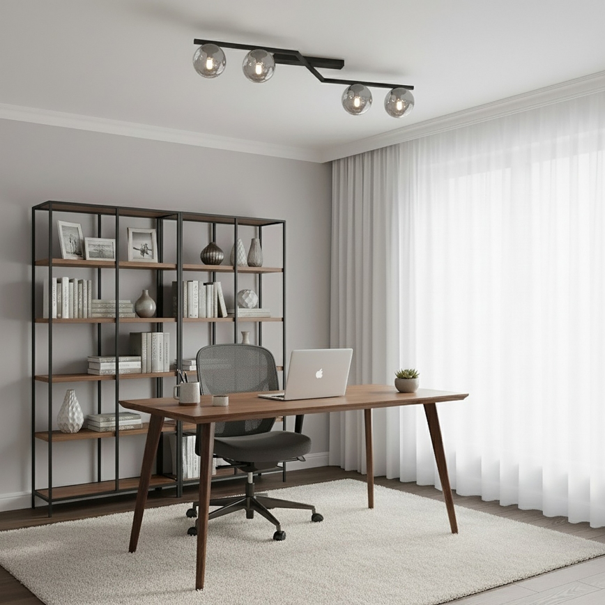 Lámpara de techo NATON 4xE14/10W/230V negro/ahumado