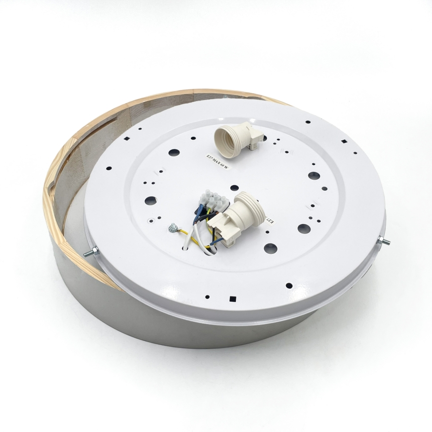 Lámpara de techo NATURAL 3xE27/15W/230V Ø 37,5 cm pino/blanco