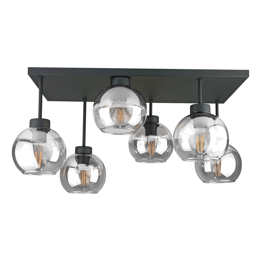 Lámpara de techo NESSA 6xE27/60W/230V negro/transparente