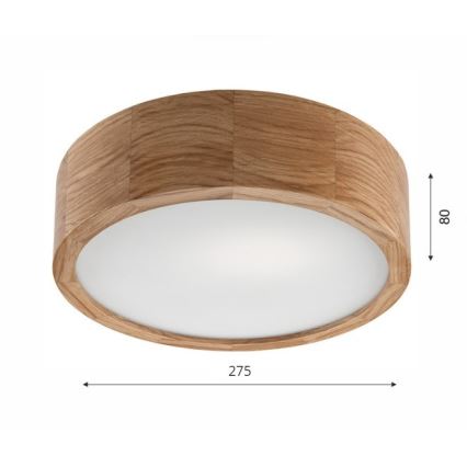 Lámpara de techo OAK 1xE27/60W/230V roble ? 27,5 cm